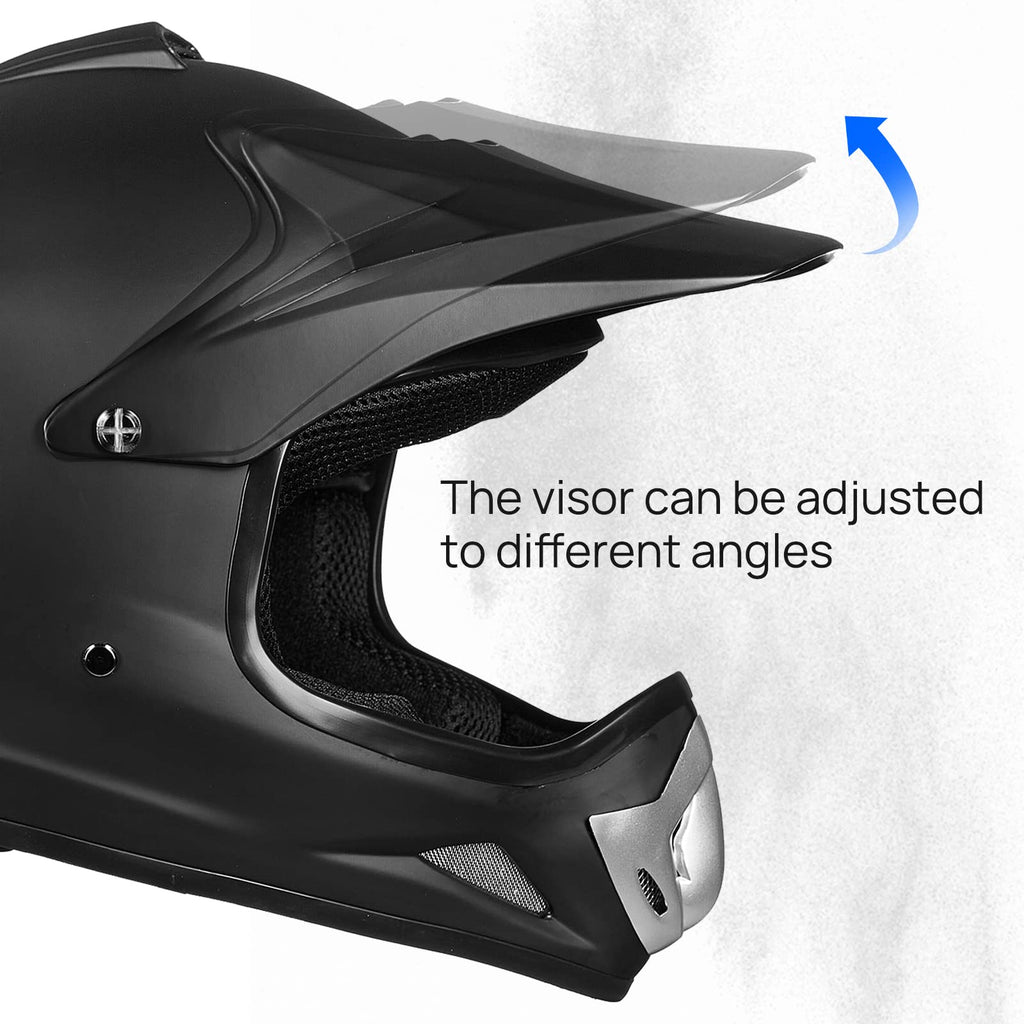 Youth Kids Full Face Motocross Helmet Matte Black Q413982