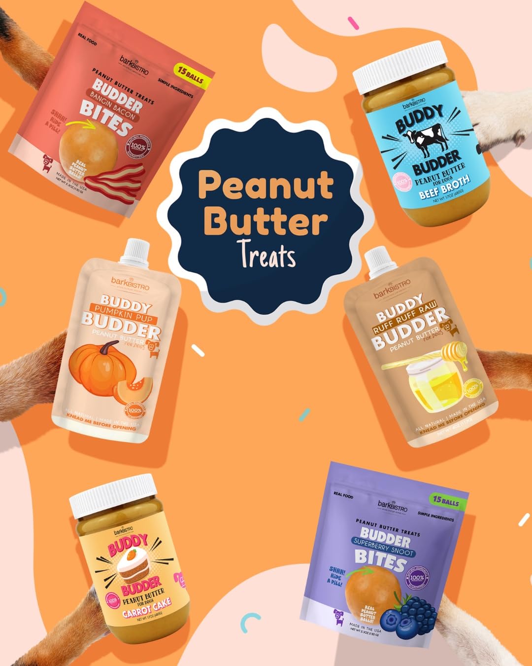 3pk Natural Dog Peanut Butter 4oz Pouches X856695