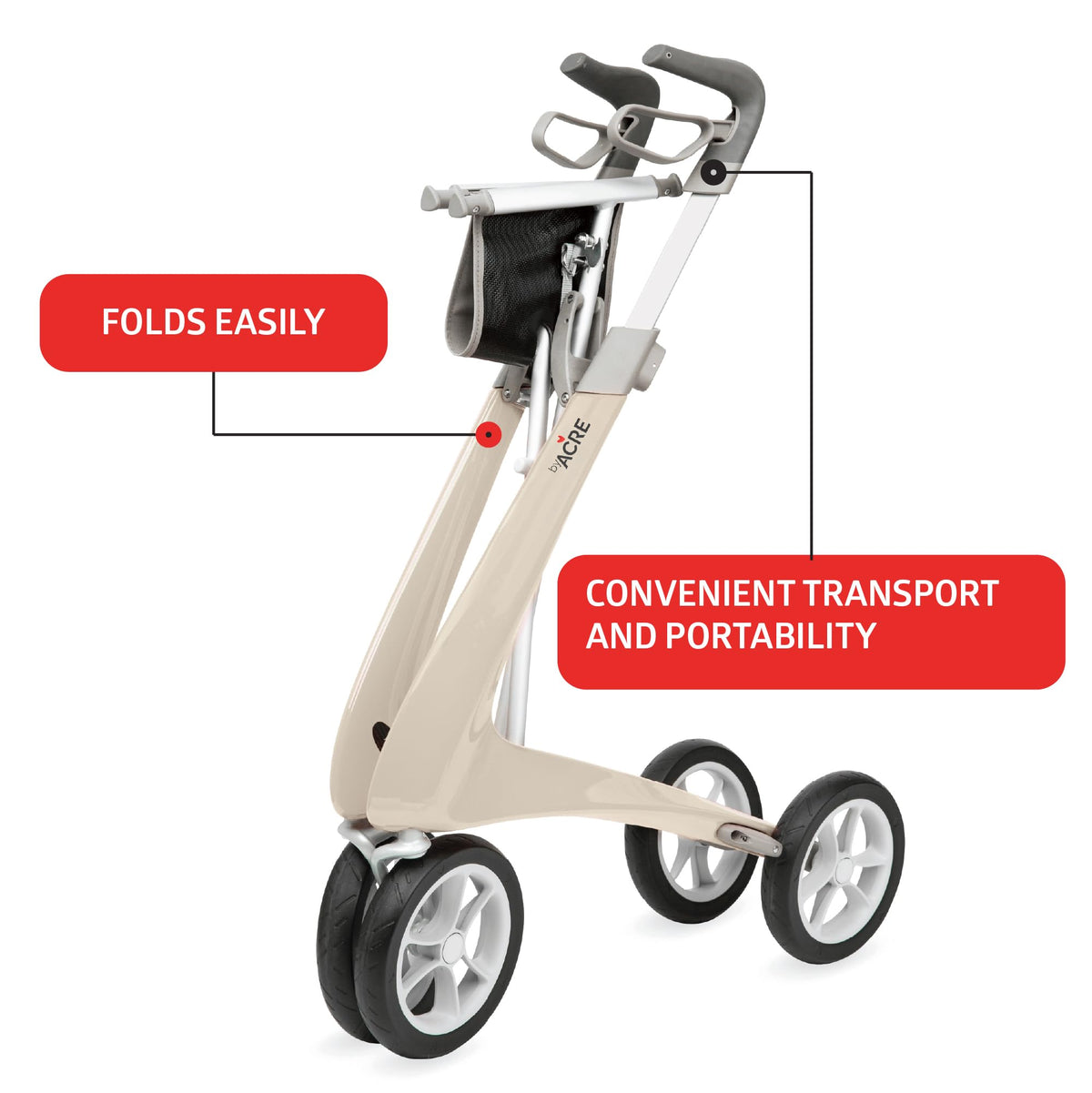 Carbon Ultralight Rollator Walker with Organizer Bag H8487