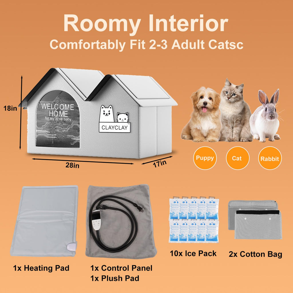 Heated Waterproof Insulated Outdoor Cat House W5909