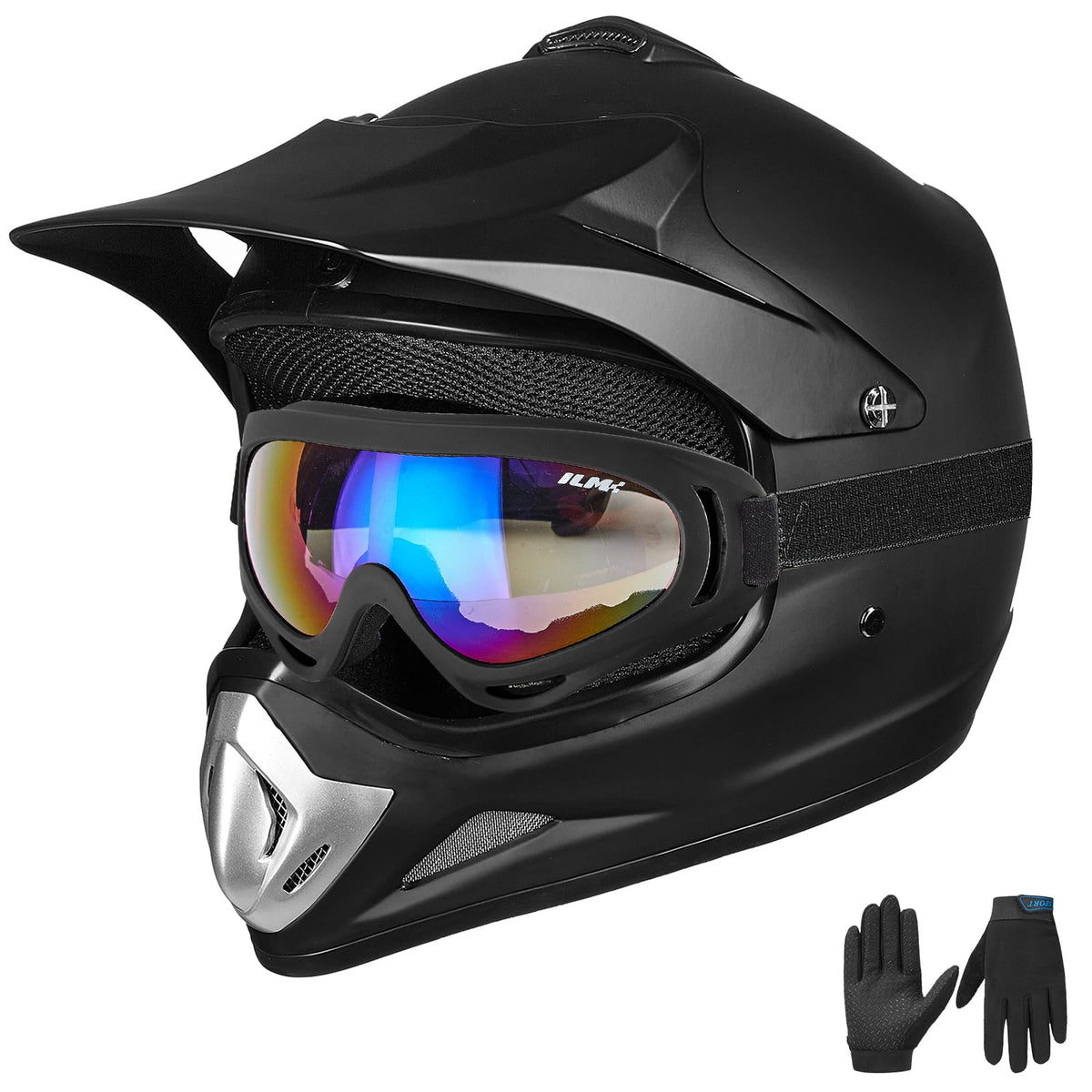 Youth Kids Full Face Motocross Helmet Matte Black Q413982