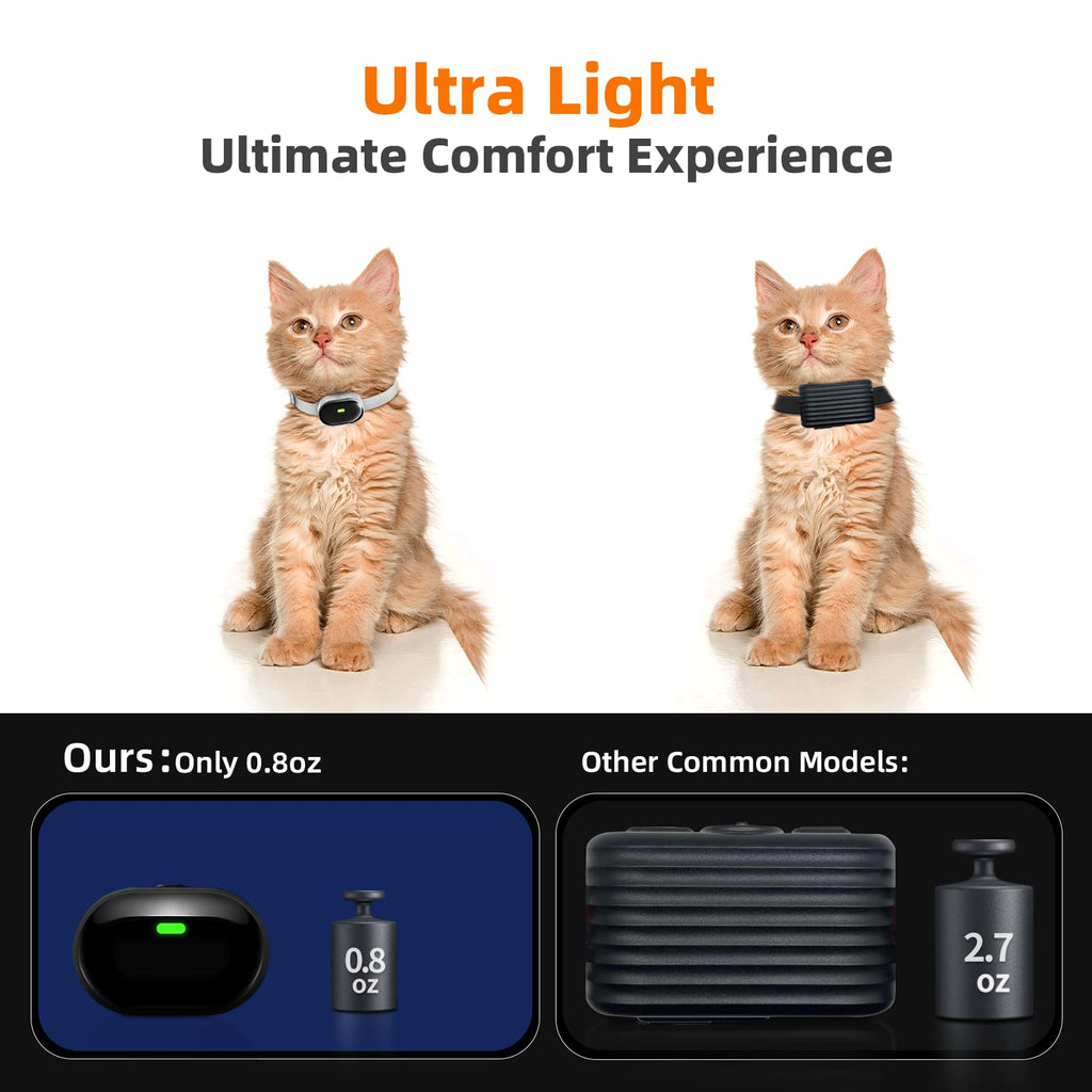 Ultra-Small Cat Training Collar with Remote, Waterproof, Rechargeable (Beige) G456