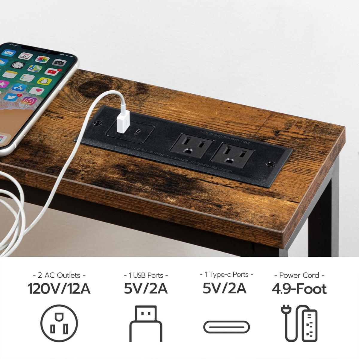 47.2" Narrow Console Table with Power Outlet N95489