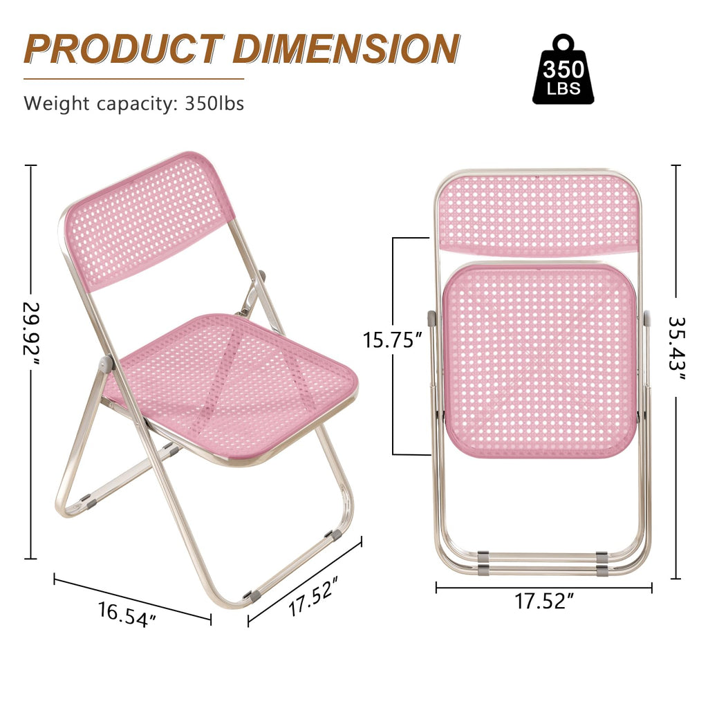 Folding Chairs 300lb Capacity Steel Frame 2-Pack Pink A36936