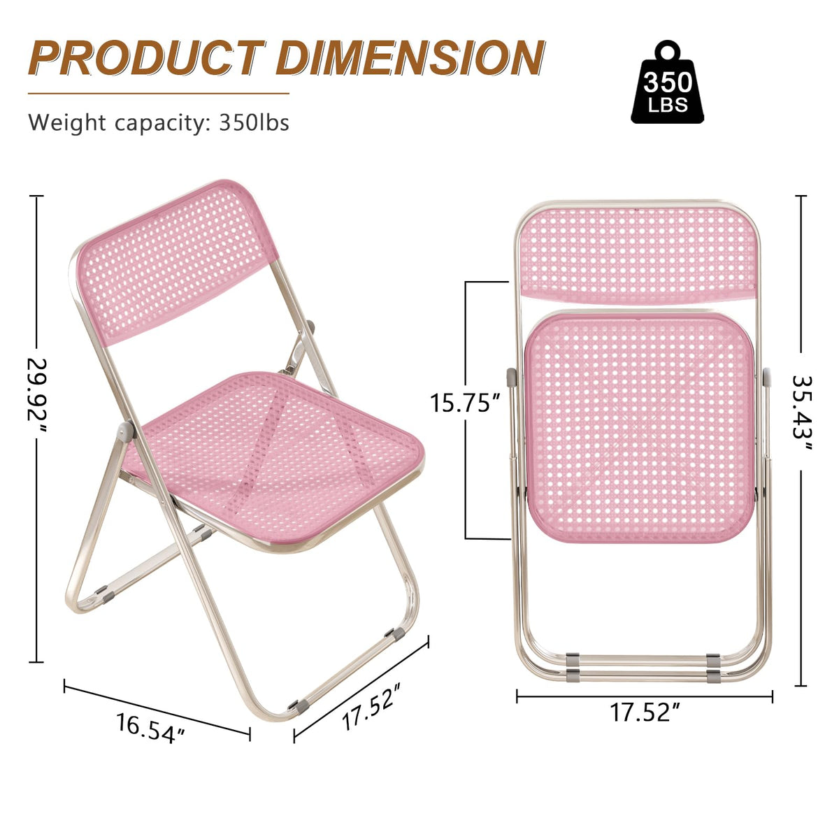 Folding Chairs 300lb Capacity Steel Frame 2-Pack Pink A36936