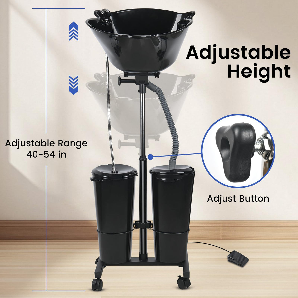 Portable Height Adjustable Shampoo Bowl with Electric Pump P1212
