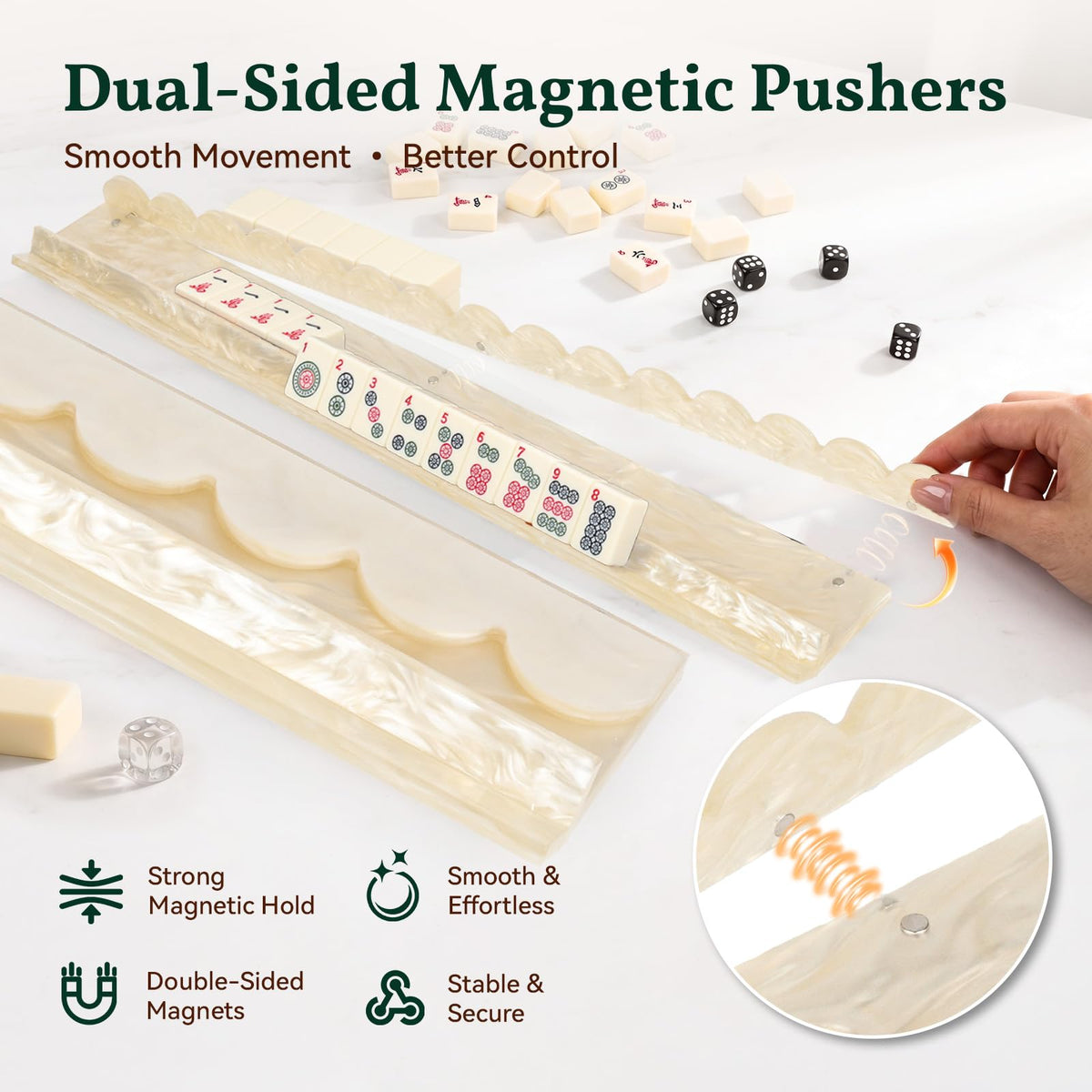 20 Inch Acrylic Mahjong Racks with Magnetic Pushers Set of 4 T37439