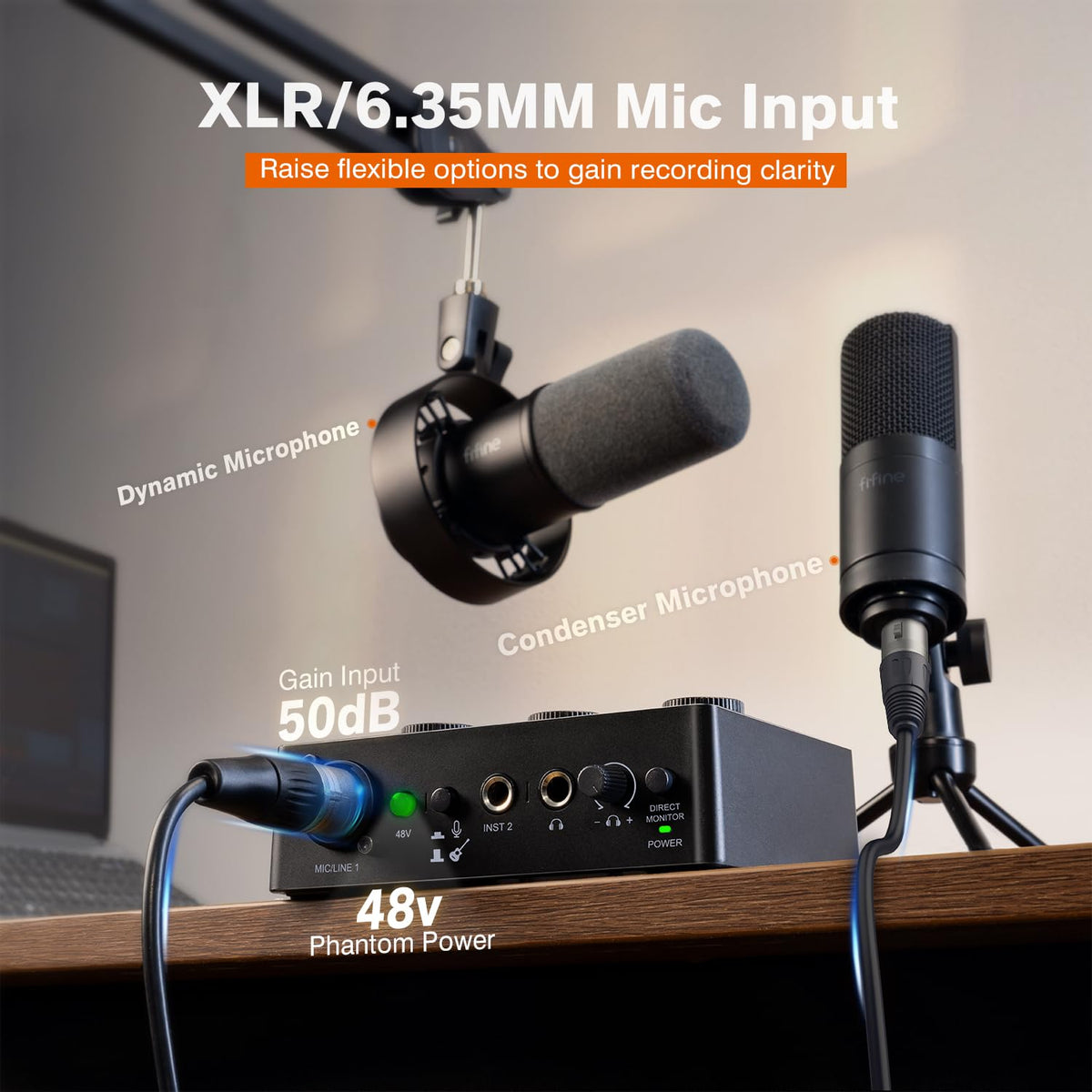 PC Audio Mixer with XLR, Monitor, 48V Phantom Power K952649