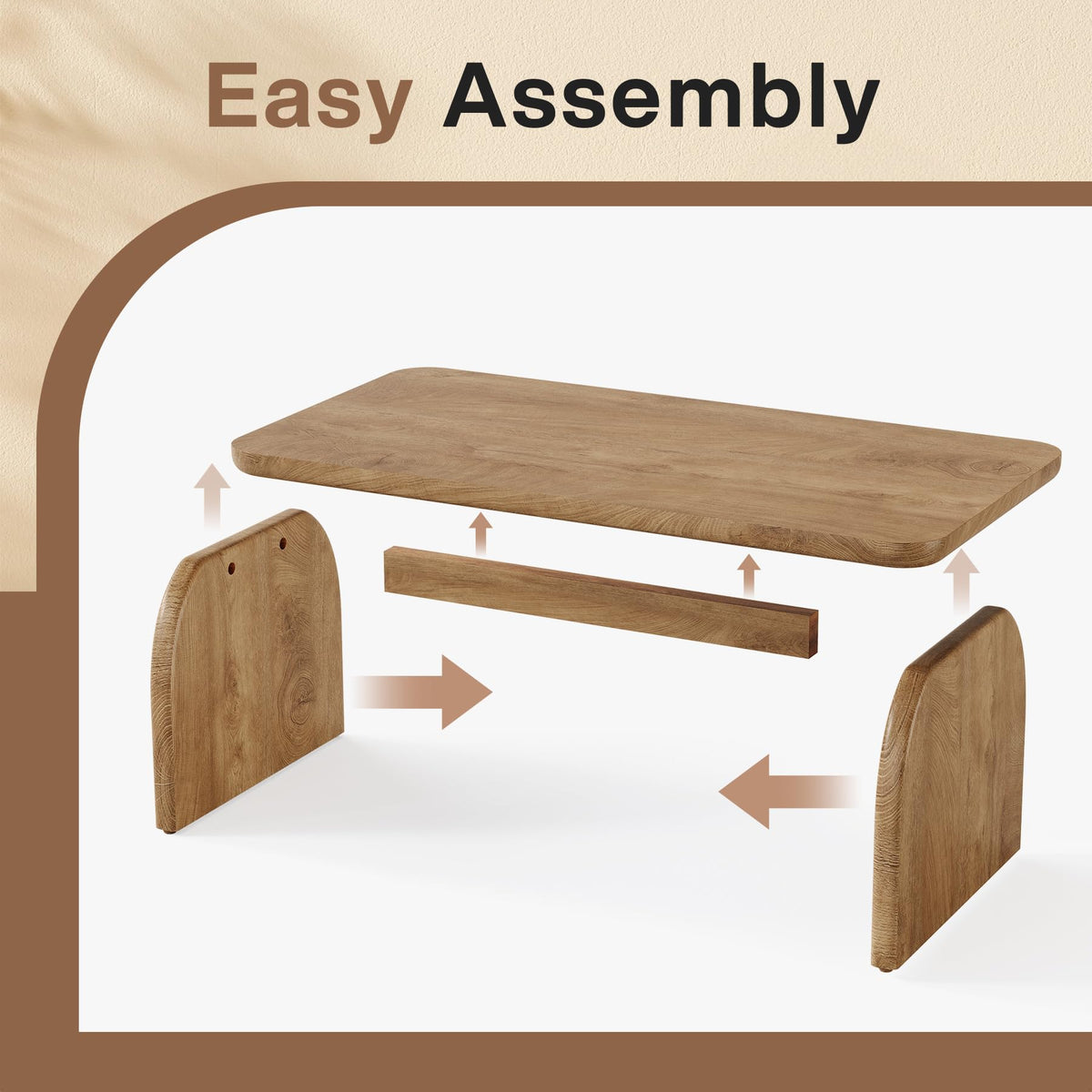47-Inch Natural Brown Wood Coffee Table O55945