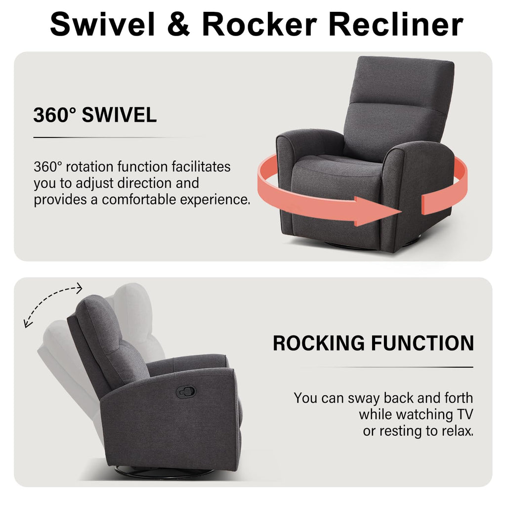 Manual Chenille Swivel Rocker Recliner A93025