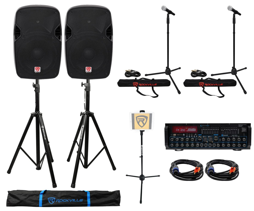 12" PA Speaker Pair Karaoke Bundle with Amp L294499