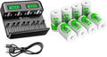 AA AAA C D Rechargeable Battery Charger with 8 PCS Batteries O78134