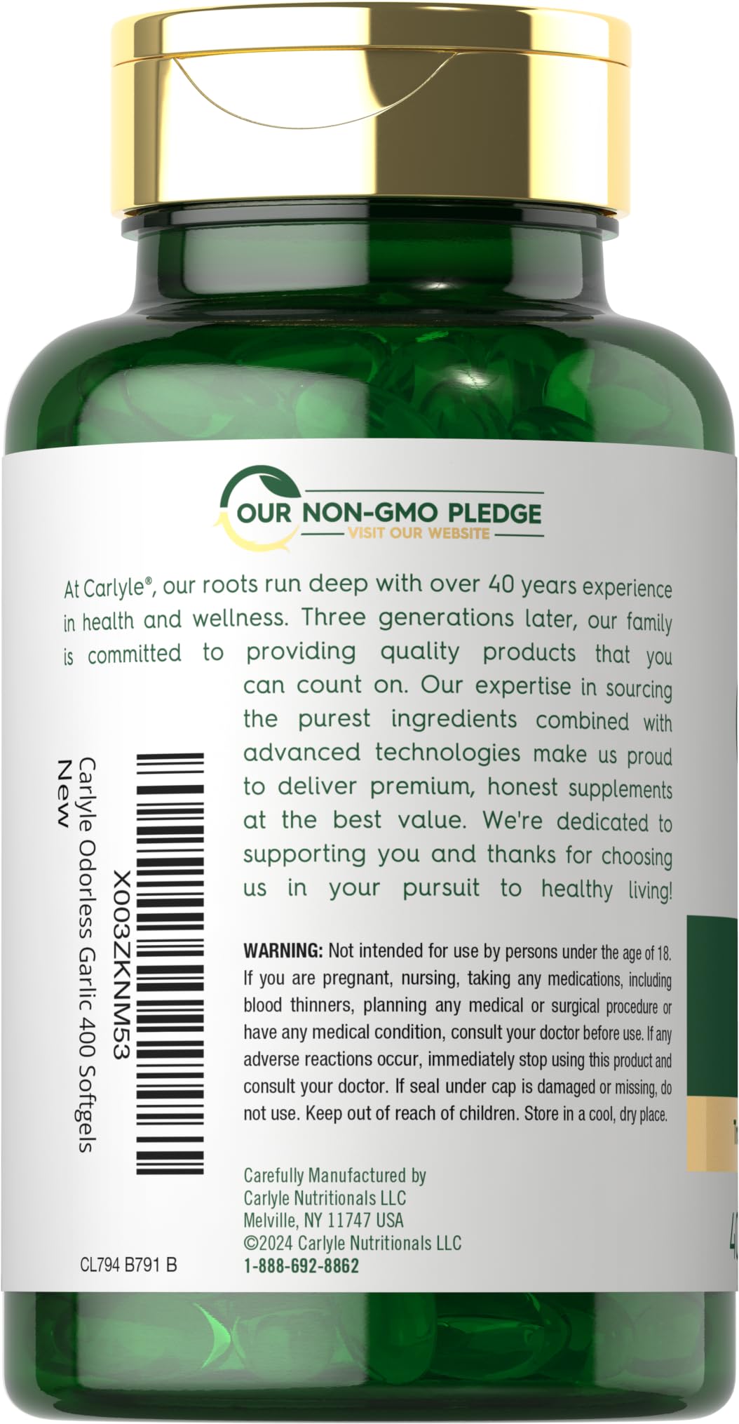 Odorless Garlic Supplement 400 Softgels B987409