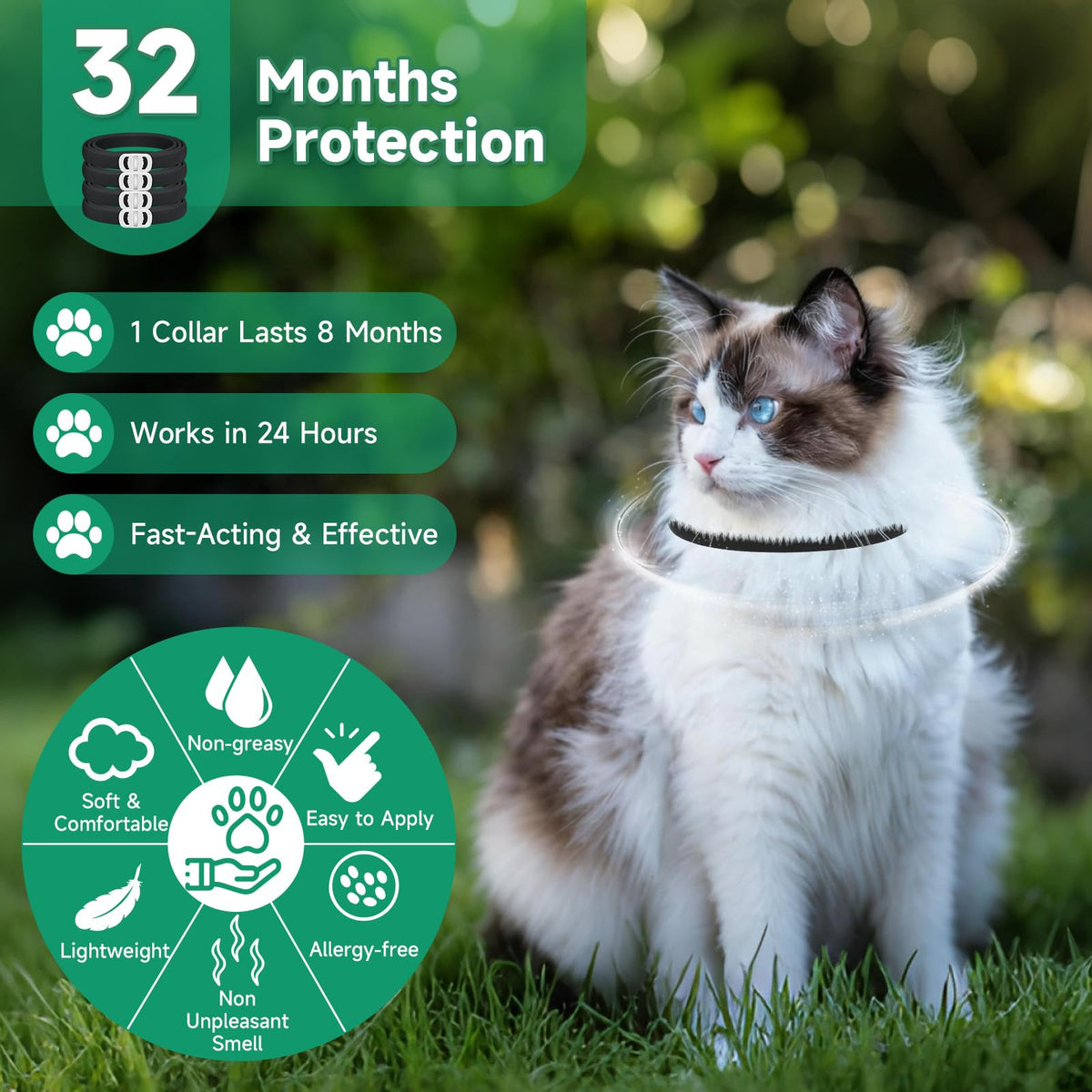 Black 4-Pack Cat Flea and Tick Collar N79123