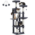70 Inches Tall Dark Gray Cat Tree with 2 Condos S768