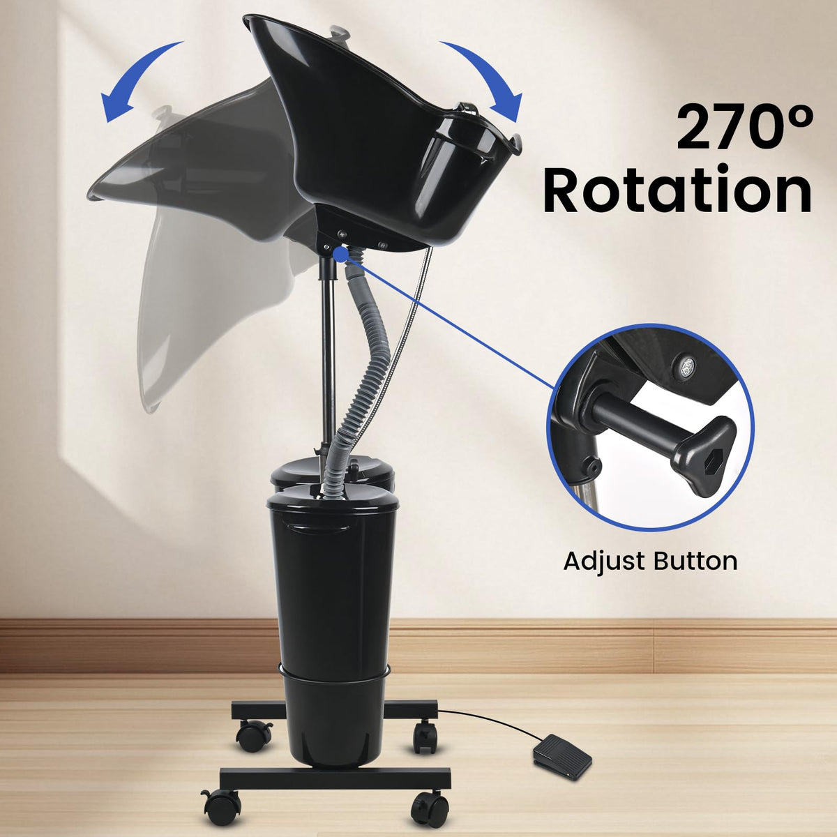 Portable Height Adjustable Shampoo Bowl with Electric Pump P1212