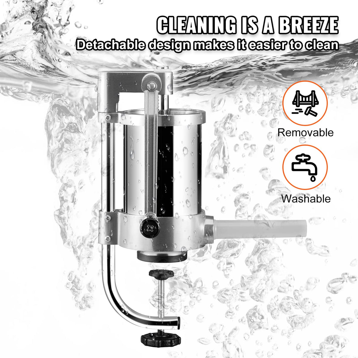 2.5LBS 304 Stainless Steel Vertical Sausage Stuffer with 3 Stuffing Tubes A4814