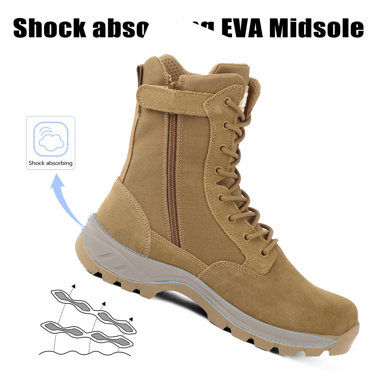 Lightweight Tactical Boots with Side Zipper R8996