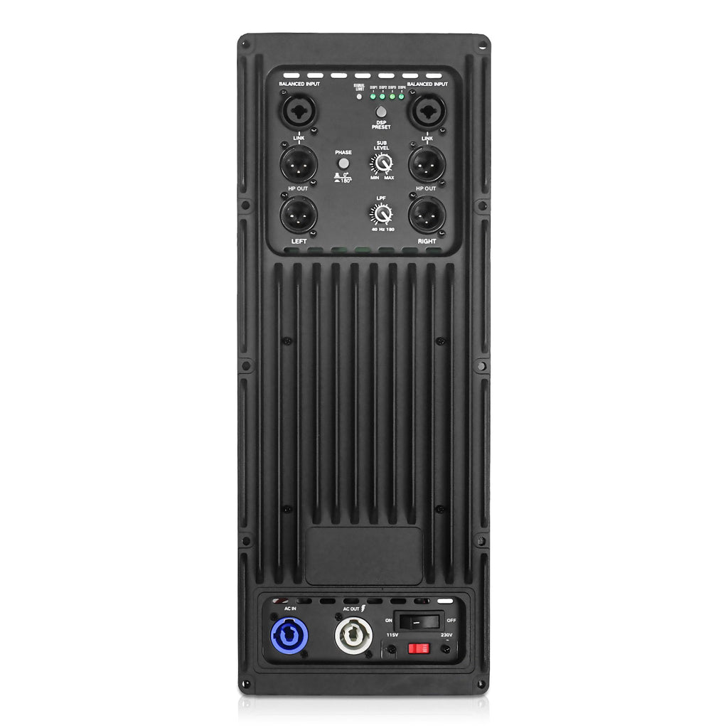 18" 1600W Powered PA/DJ Subwoofer with Class-D Amplifier, Birch Plywood, Black R6205
