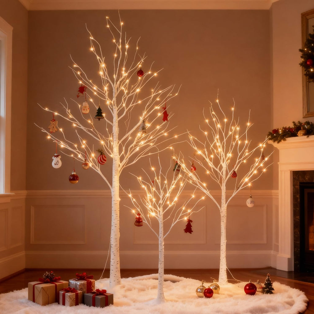 LED Birch Tree Light Set 4ft 6ft 8ft Warm White 3-Pack B242
