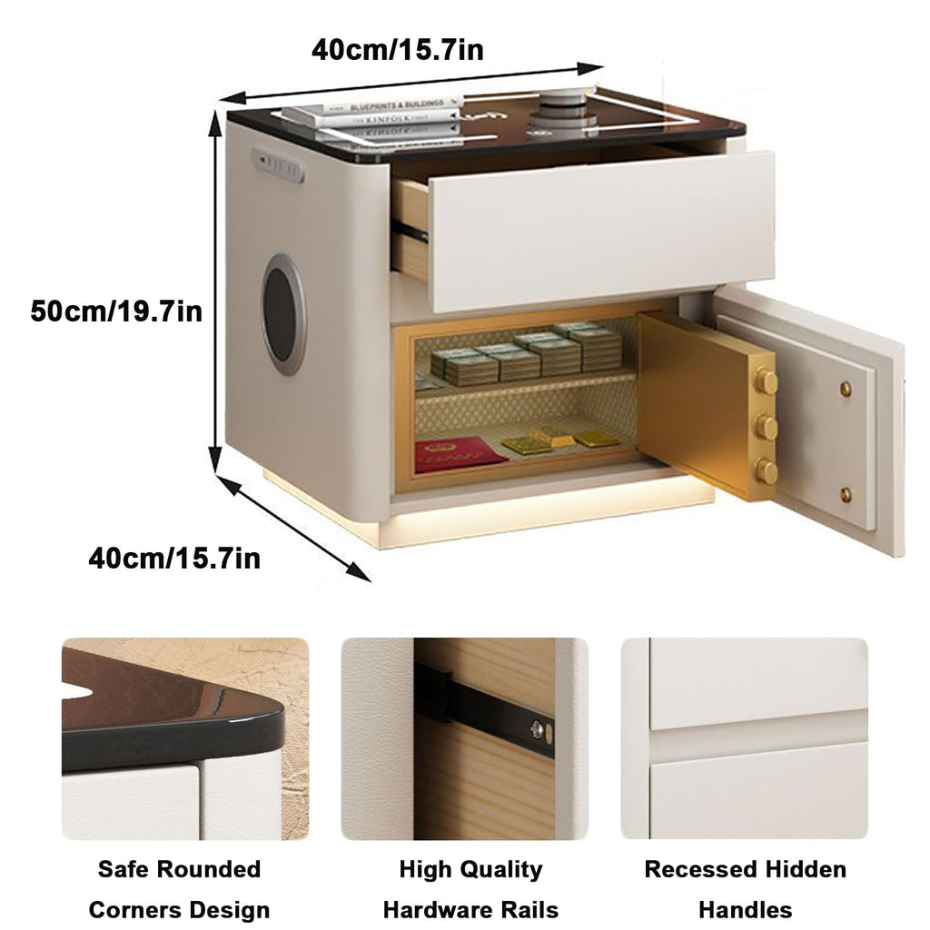 Light Gray Nightstand with Charging Station and USB Ports O35093