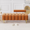 Velvet Upholstered Bench Ottoman with Adjustable Backrest C2899