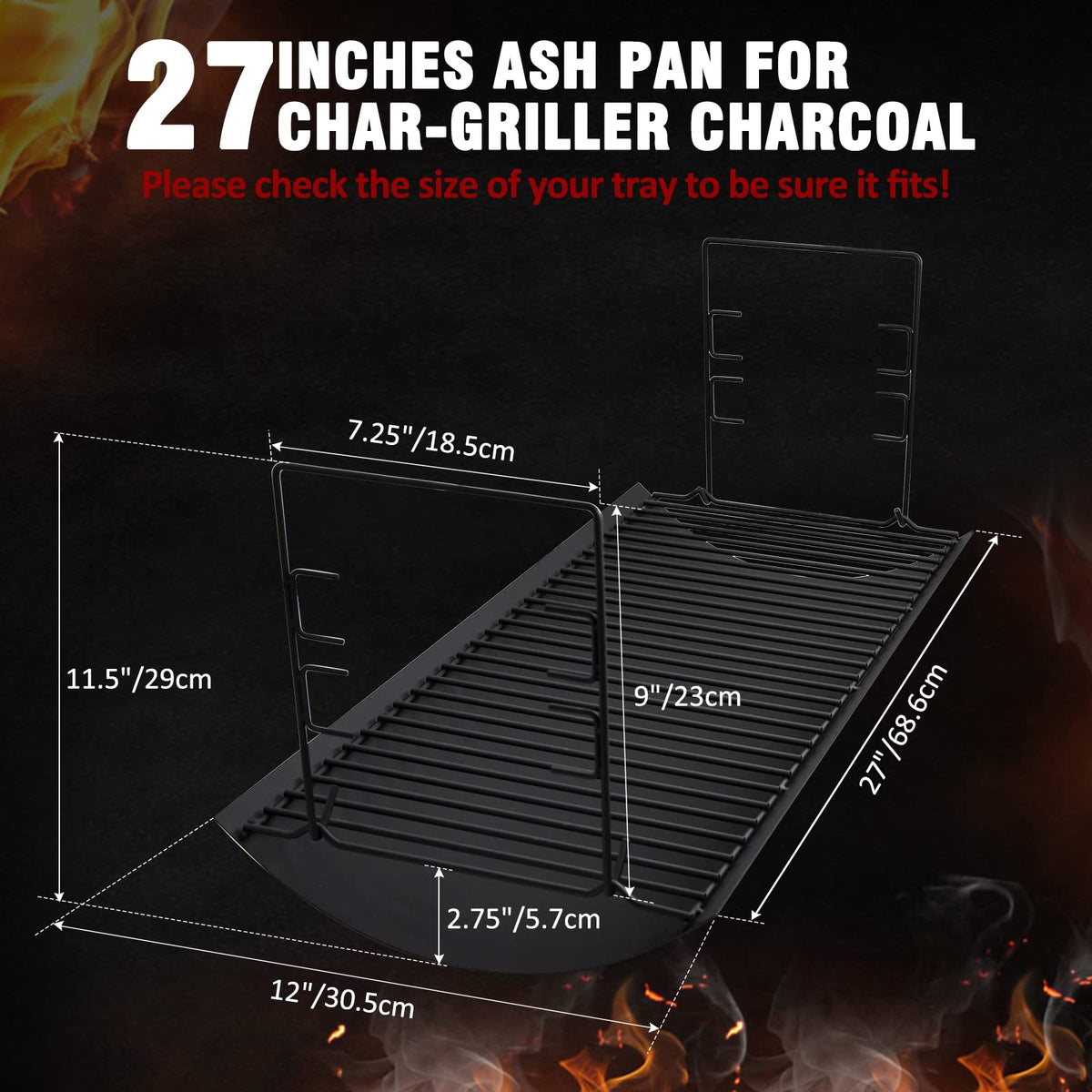 27 Inch Ash Pan with Fire Grate C1864