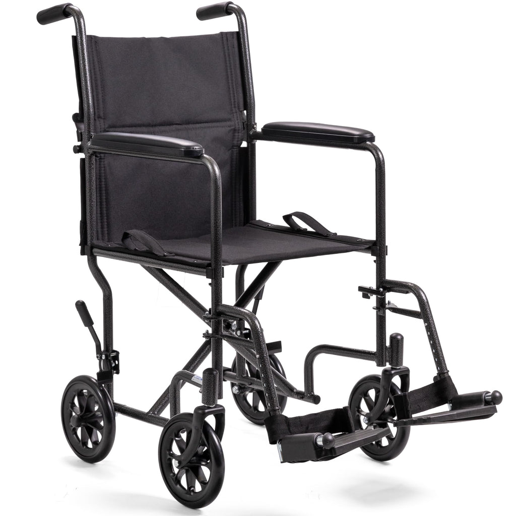 Compact Lightweight Steel Transport Wheelchair with 19in Seat U918644