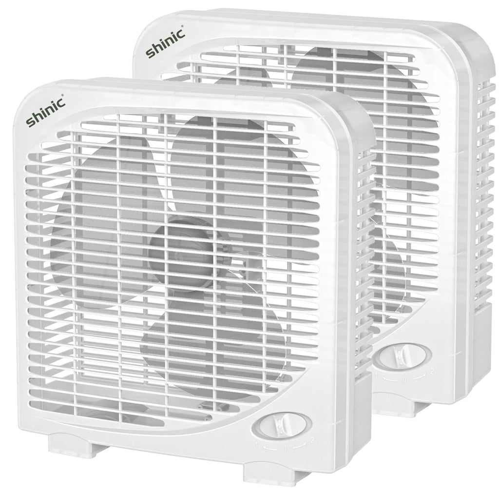 2 Packs 10" Tabletop Box Fan, 2 Speeds, White E3454