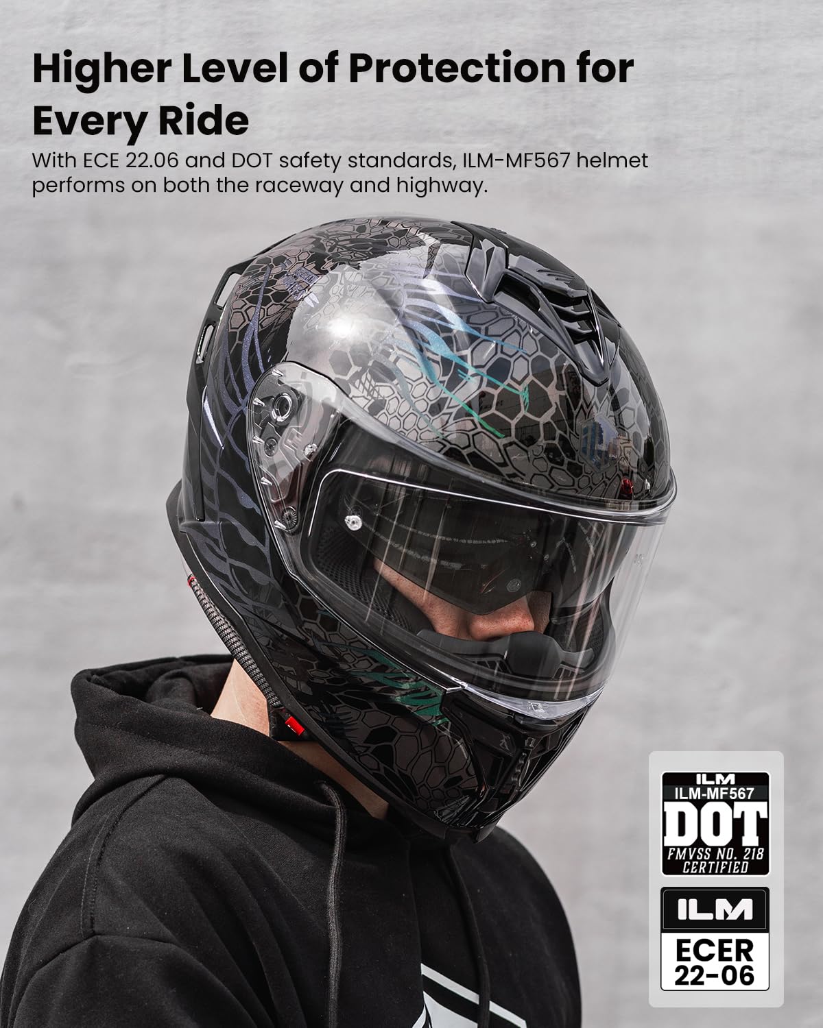 Motorcycle Helmet DOT ECE Dual Visor Full Face D3530