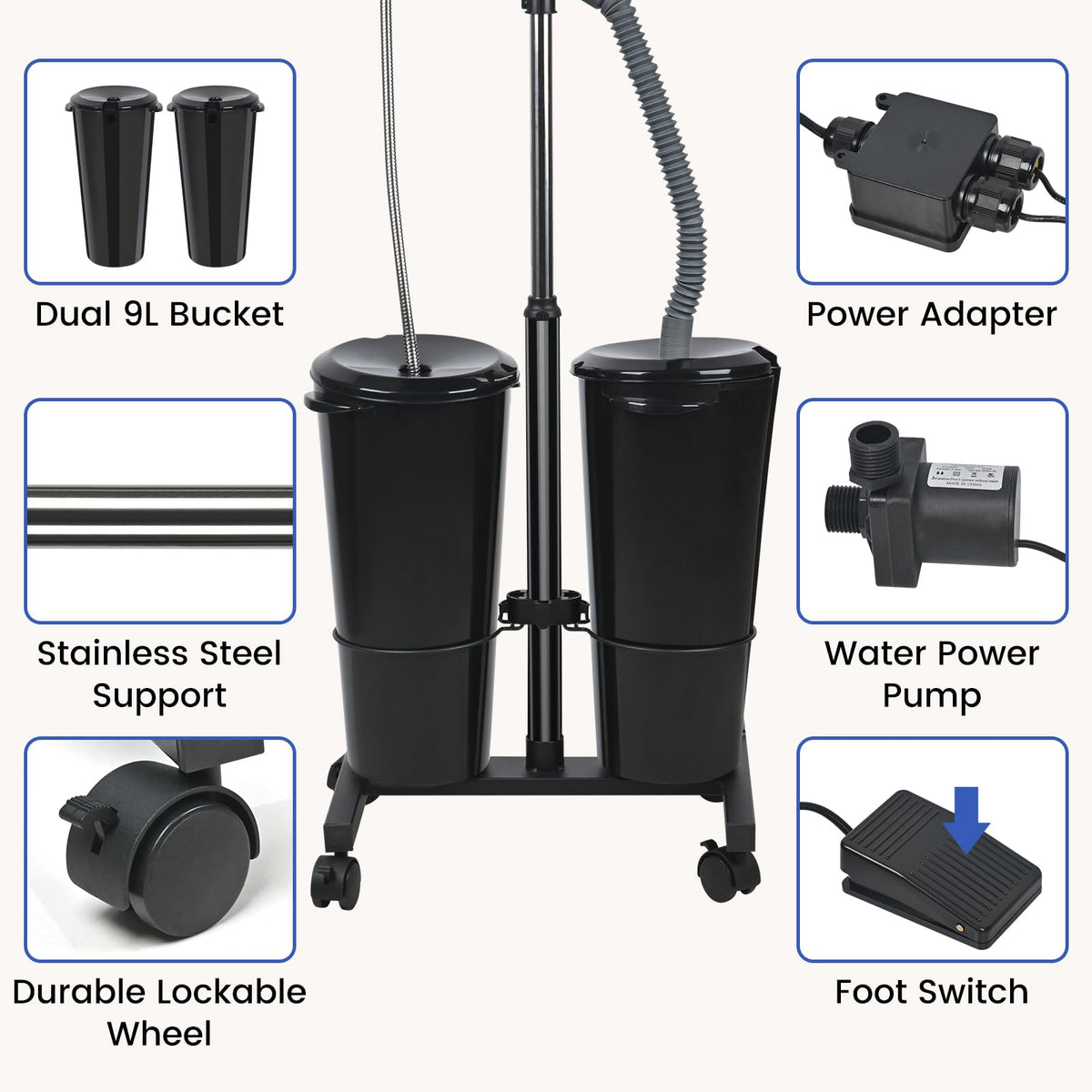Portable Height Adjustable Shampoo Bowl with Electric Pump P1212