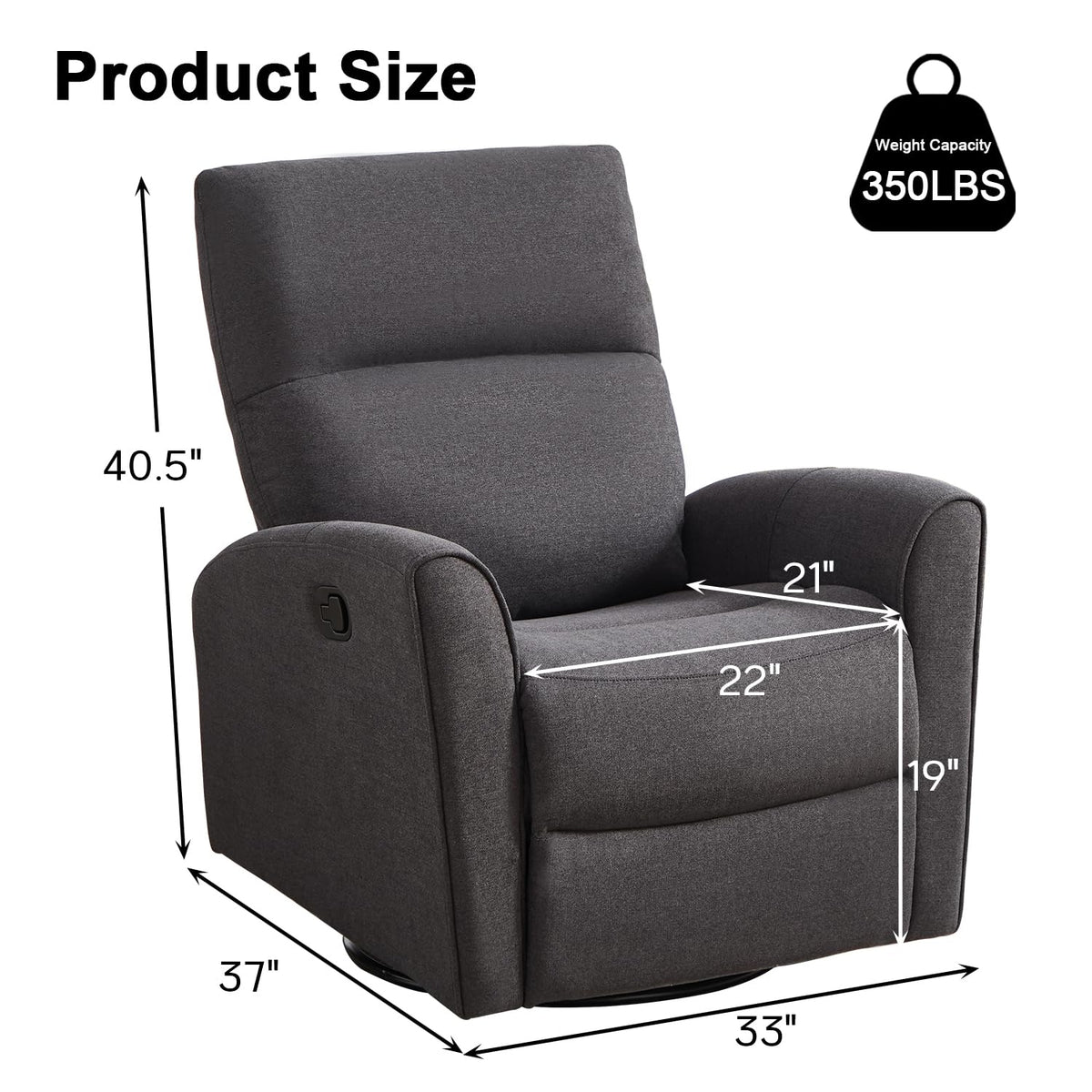Manual Chenille Swivel Rocker Recliner A93025