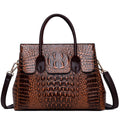 Embossed Faux Leather Satchel Handbag V340627
