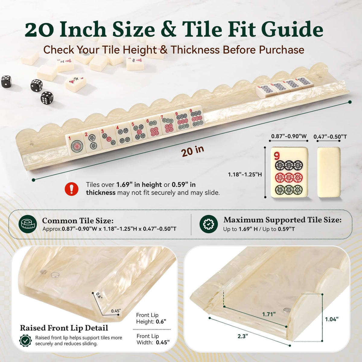 20 Inch Acrylic Mahjong Racks with Magnetic Pushers Set of 4 T37439
