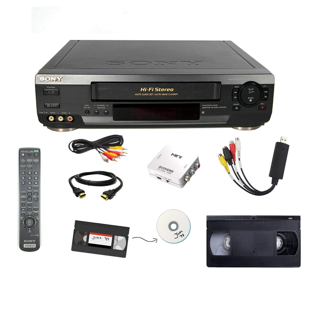 VCR VHS Transfer Bundle with Remote, USB Adapter, HDMI Converter M94550