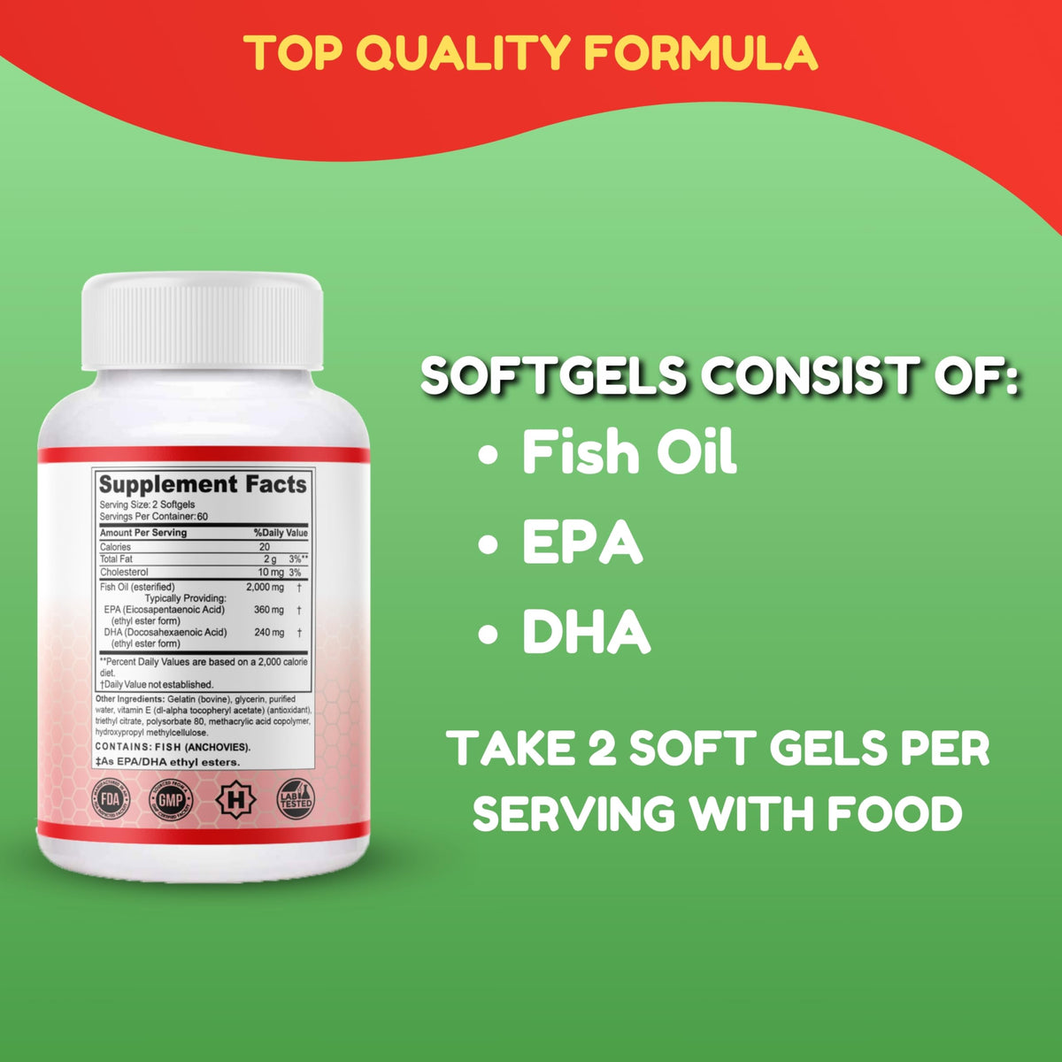 Omega 3 Fish Oil 2000mg 120 Softgels D7537