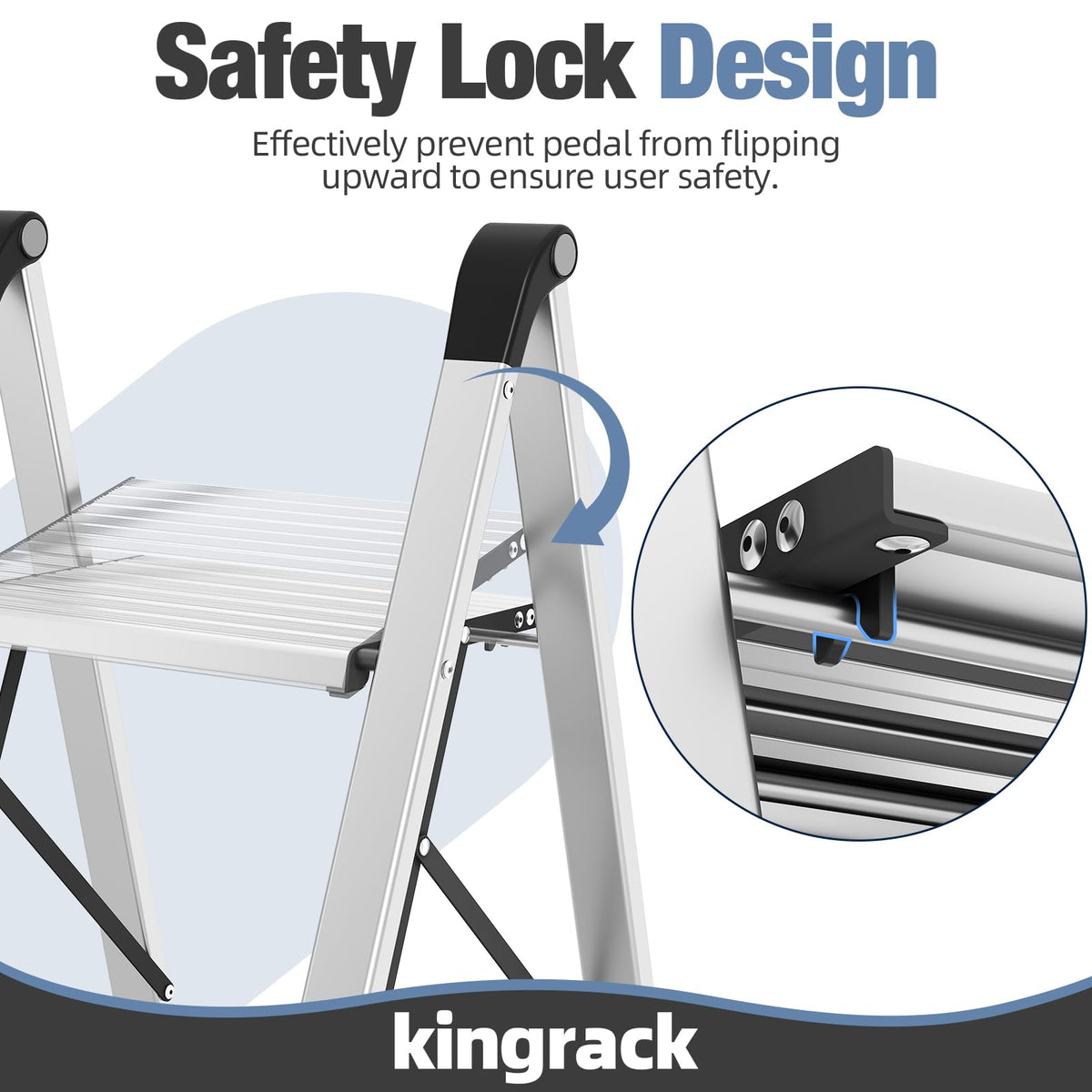2 Step Aluminum Foldable Step Ladders 330lb Silver E4457