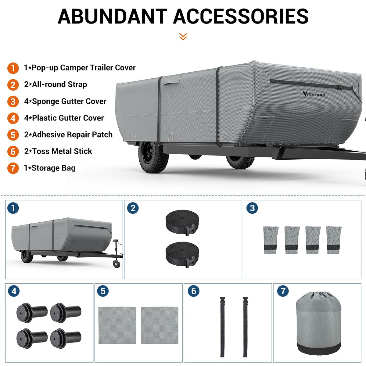 Folding Camper Cover Fits 10'-12' Trailers B197