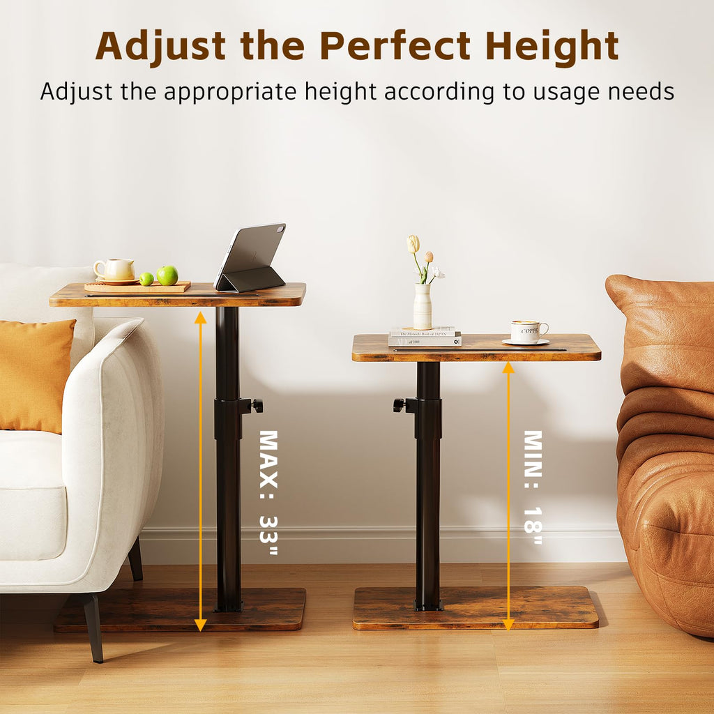 Height Adjustable Swivel C Shaped Side Table Set of 2 V38671