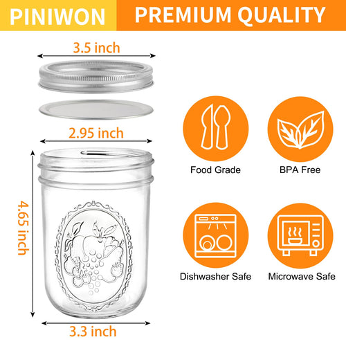 16 oz Wide Mouth Mason Jars 6 Pack K700551