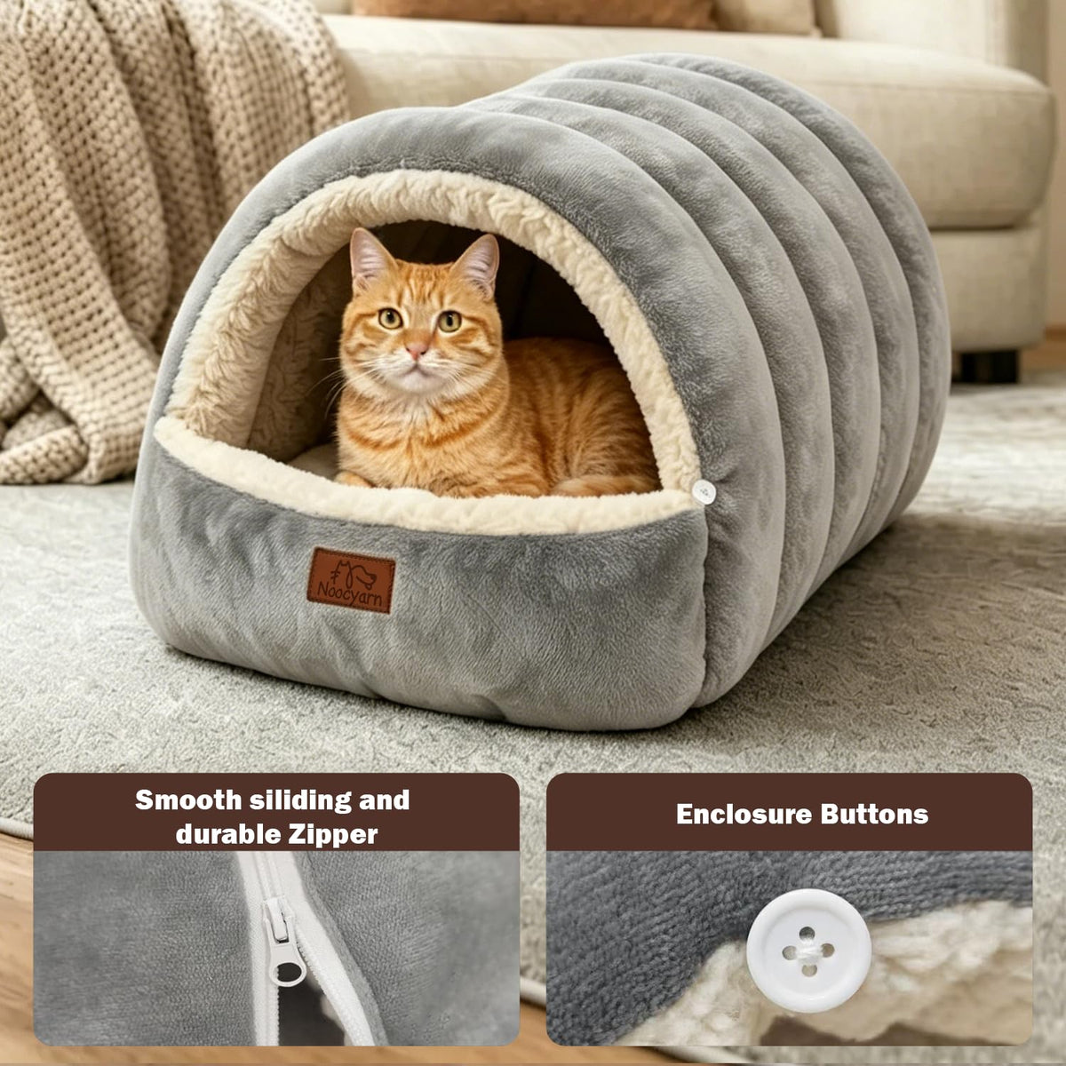 Covered Cat Bed Cave Grey G4312