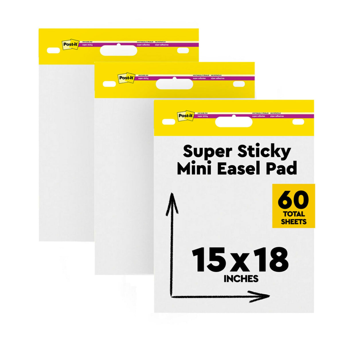 Mini Easel Pad, 15 x 18 in, White, 3 Pads L95513