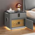 Light Gray Nightstand with Charging Station and USB Ports O35093