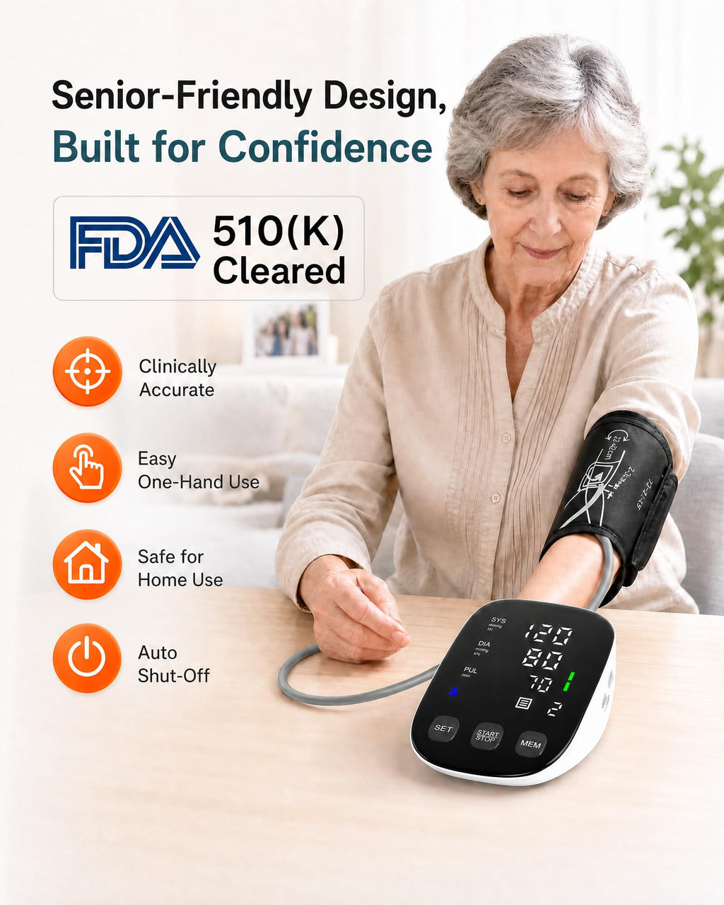 Upper Arm Blood Pressure Monitor with 22-42cm Cuff M257321
