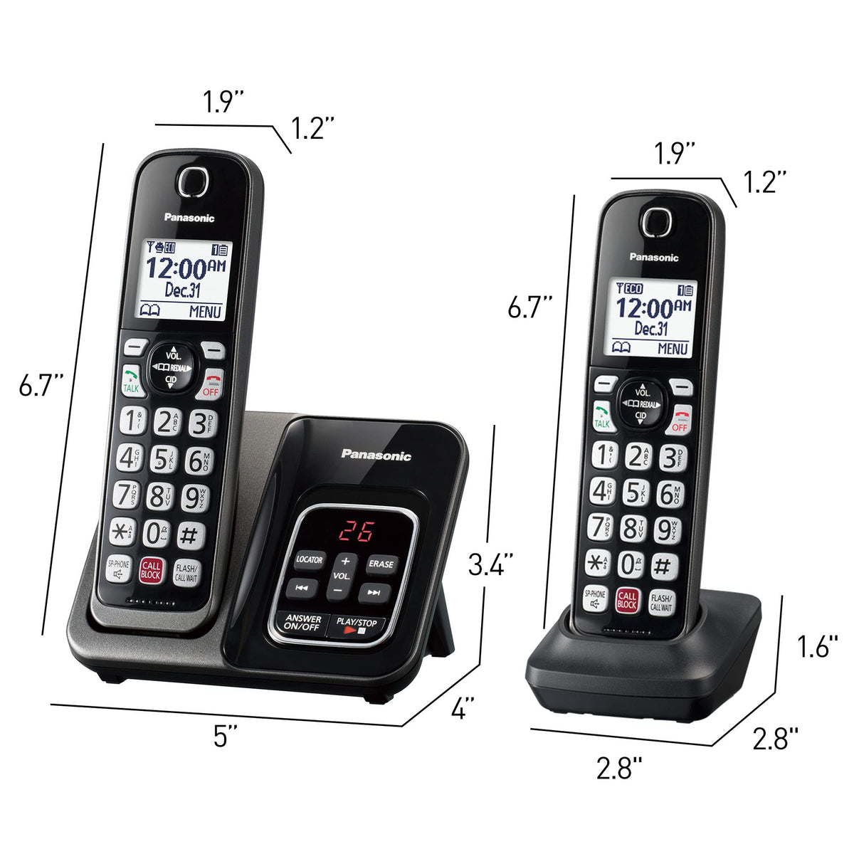Cordless Phone with Answering Machine, 3 Handset Y7033