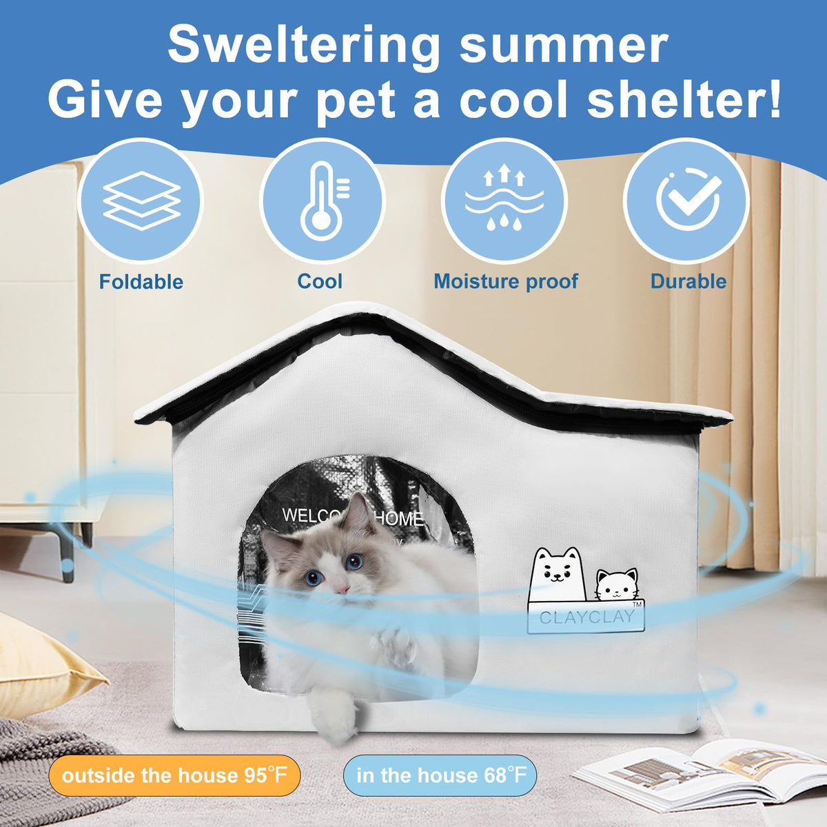 Heated Waterproof Insulated Outdoor Cat House W5909