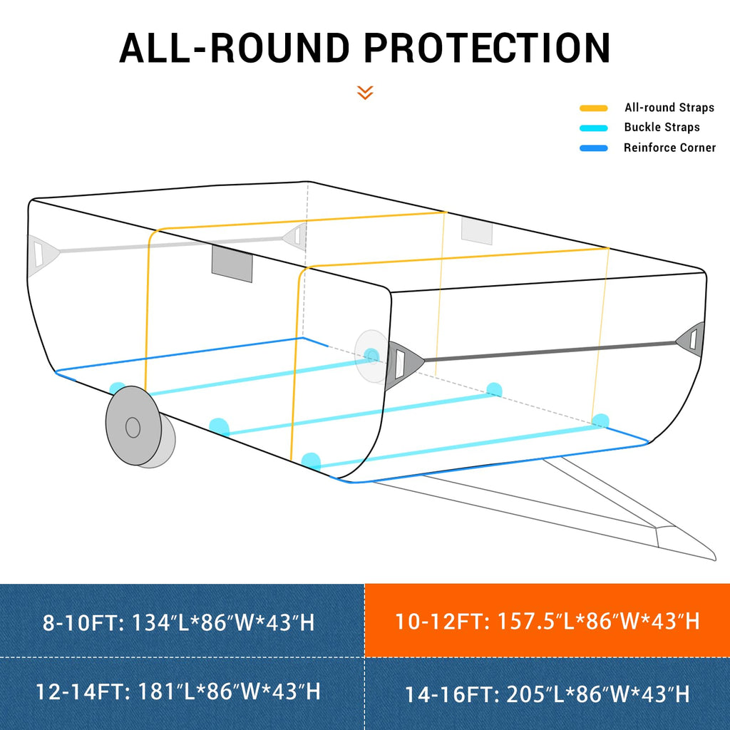 Folding Camper Cover Fits 10'-12' Trailers B197