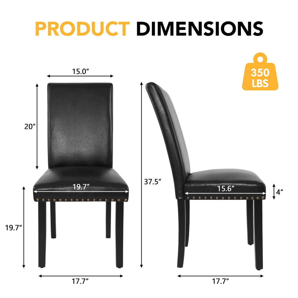 Black PU Leather Dining Chairs Set of 6 R7953