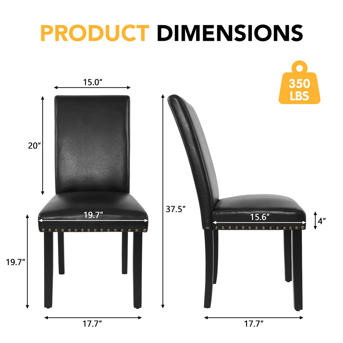 Black PU Leather Dining Chairs Set of 6 R7953