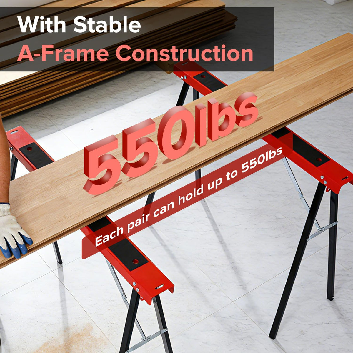 Heavy Duty 2-Pack Folding Sawhorse F850974